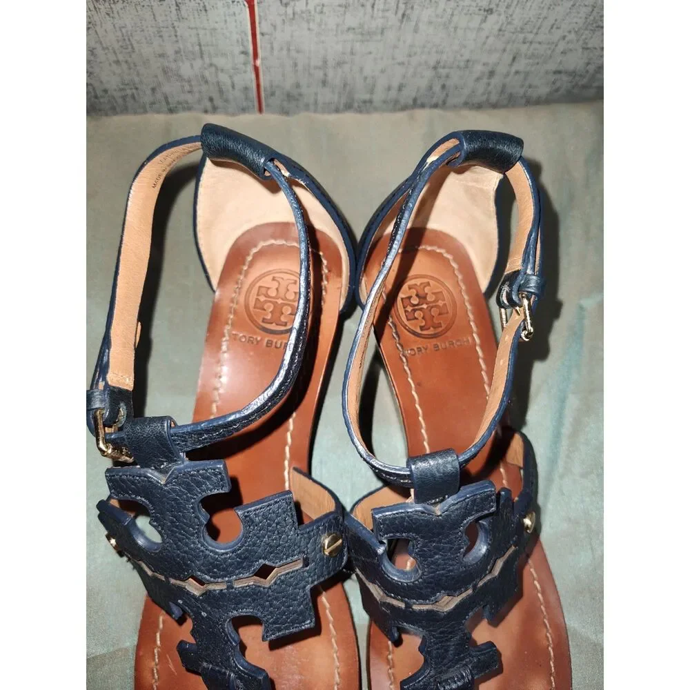 Tory Burch Phoebe Logo Thong Flat Sandals Sz 8M